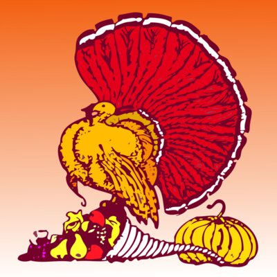 turkey and harvest with orange background