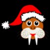 Walrus 001 Head Cartoon Brown with Santa hat