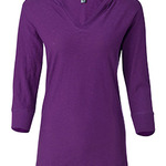 Ladies' 3/4-Sleeve Hooded Slub T-Shirt